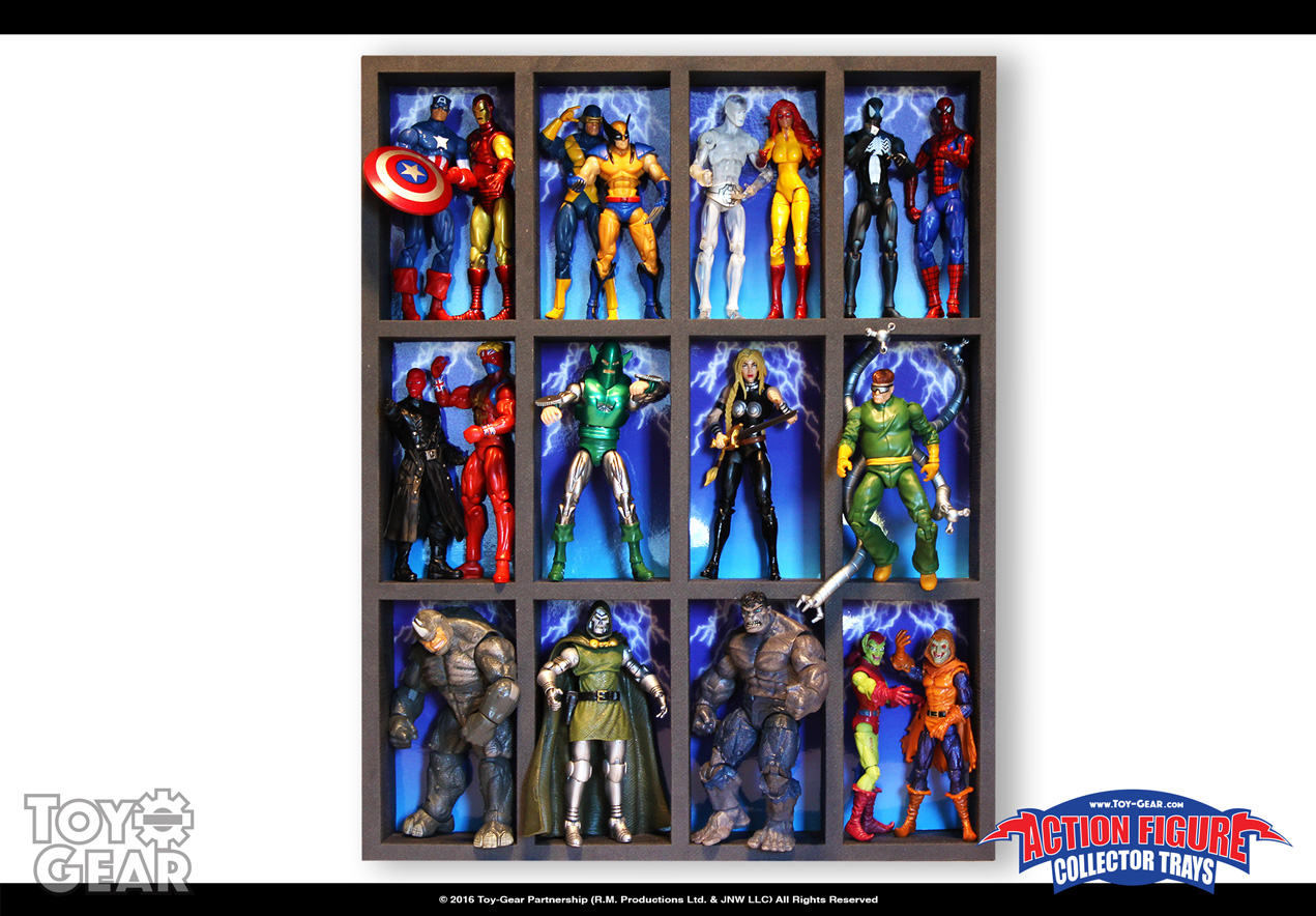 Marvel Superheroes displayed in trays